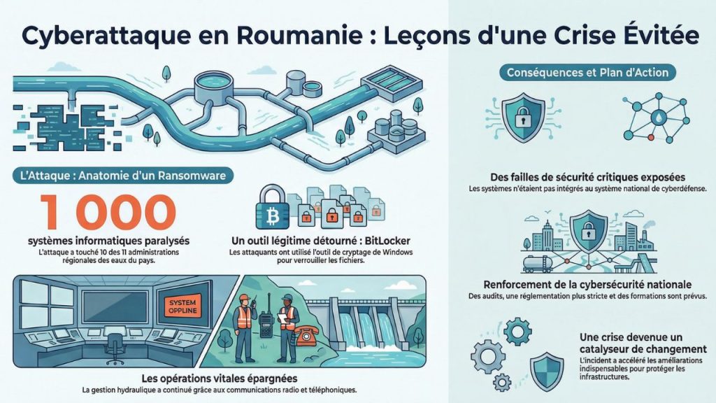 Ransomware attaque 1 000 systèmes de l'autorité des eaux en Roumanie, dévoilant des failles de sécurité