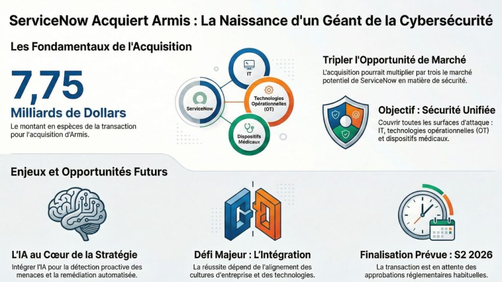 ServiceNow rachète Armis pour 7,75 milliards de dollars une stratégie ambitieuse pour dominer la cybersécurité