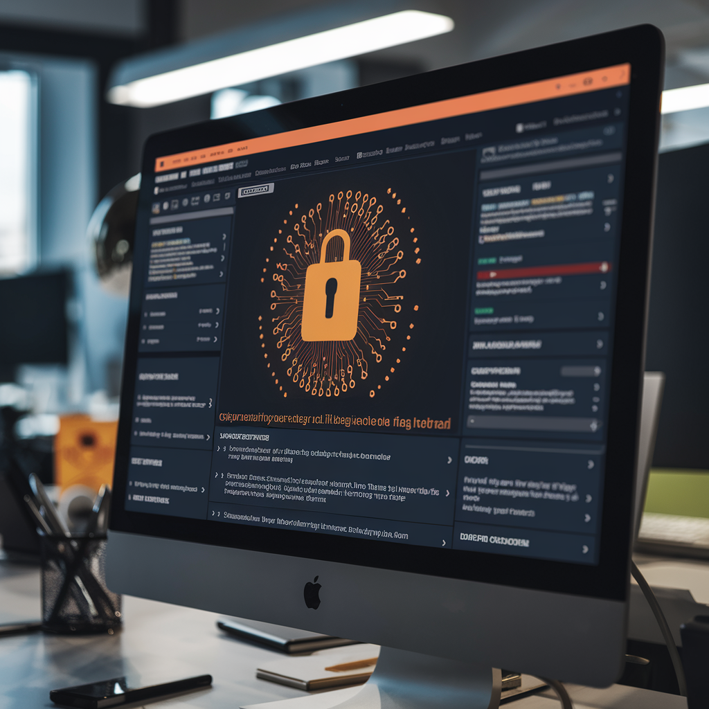 Écran d'ordinateur affichant des alertes de menaces de cybersécurité.