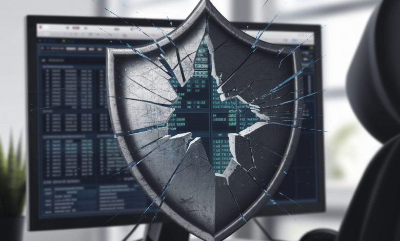 Illustration numérique montrant un écran d'ordinateur avec une fuite de données.